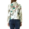 thumbnail image 4 of INSPIRE CHIC Women's Fitted Blazer Notch Lapel Printed Open Front Work Suit Jacket S White-Flower, 4 of 8