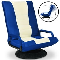 Gymax Gaming Floor Chair Folding Lazy Sofa 6-Position Adjustable Swivel w/Armrest Blue