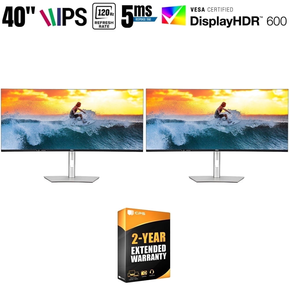 Dell DELL-U4025QW UltraSharp 40 Curved Thunderbolt Hub Dual Monitor Bundle with 2 YR CPS Extended Warranty