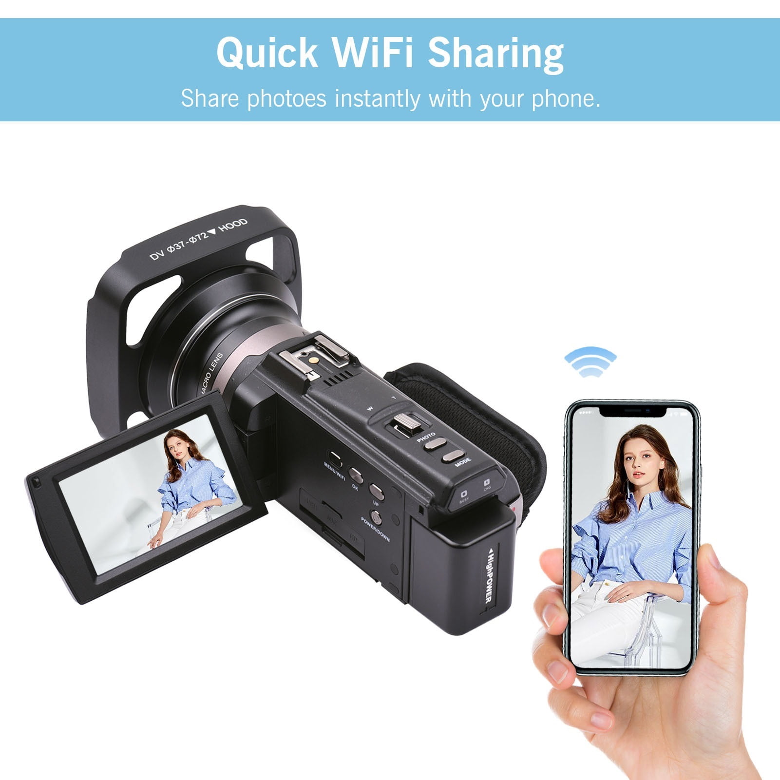 4K 60FPS Ultra HD Digital Video Camera DV Camcorder 48MP Anti-shaking Time Lapse Slow Motion Digital Video Camera ,Easy to Operate