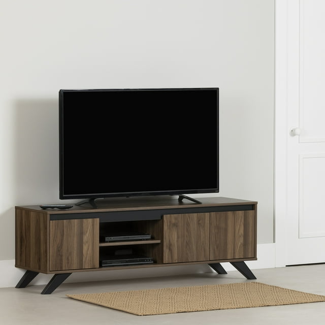 South Shore Flam TV Stand with Doors for TV up to 60", in Natural Walnut
