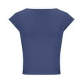 thumbnail image 6 of Women's Tank Tops $2.98 On Sale Lightweight New Round Neck Backless Solid Color Close-fitting Casual Top T-shirt, 6 of 7
