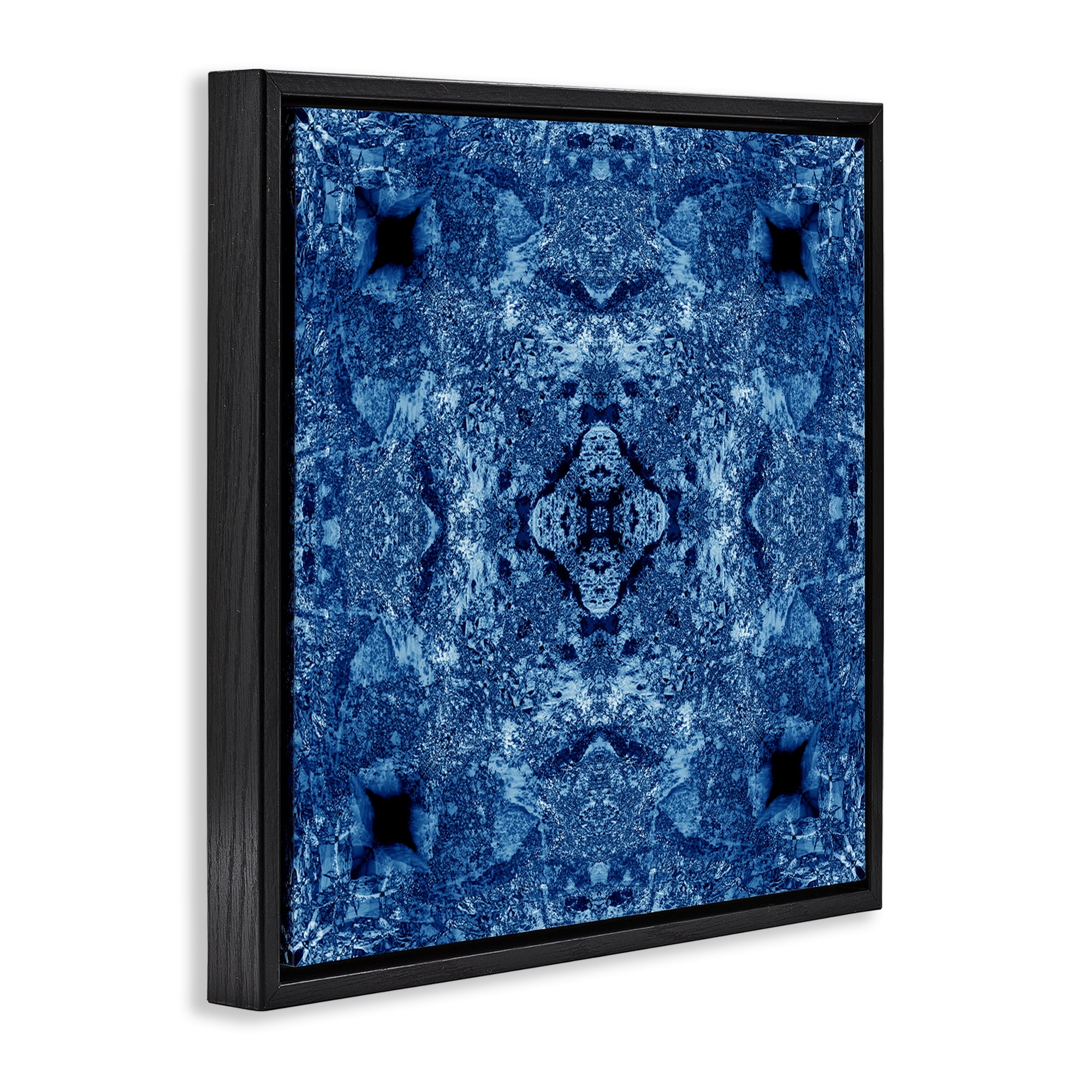 Stupell Industries Detailed Mosaic Motif Abstract Painting Black Floater Framed Canvas Art Print Wall Art, 18 x 18