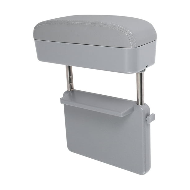 Funda del Consola Central del Coche Funda para Reposabrazos con Caja de Almacenamiento 11.22"x9.25"x3.54" Gris Cuero PU ABS Acero Inoxidable Esponja