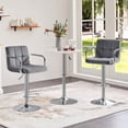 thumbnail image 2 of Conjunto de 2 Taburetes de Bar Giratorios Ajustables Yaheetech en Terciopelo Gris, 2 of 9