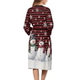 thumbnail image 2 of Yuyamidu Christmas Robes for Women Snowman Bathrobe Sleepwear Snowflake Mid-Length Night Robe Size M Red Black Stripes Long Sleeves Kimono Robe with Waist Belt, 2 of 7