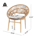 thumbnail image 3 of Tcbosik Set of 2 Outdoor Chairs with Cushion, Wicker Lounge Chair, Papasan Dining Chair, Modern Armless Chair for Balcony, Patio, Garden, Backyard, Easy Assembly, Beige & Light Brown, 3 of 9