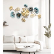 33Large Wall Clock – 3D Metal Ginkgo Leaf Decorative Wall Clock, Non-Ticking Wall Clocks Battery Operated, Modern Clocks for Living Room, Gift-Ready for Home or Office