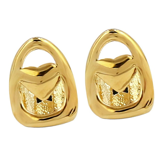 18k 2 uds doble tapa diente parrilla canina dientes rapero Hip Hop boca tapa Oro Jinwen Tapas de parrillas para dientes bucales