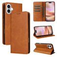 thumbnail image 1 of Étui Portefeuille pour iPhone 16 Plus avec Fentes pour Cartes et Support - Étui de Protection à Rabat Brun, 1 of 5