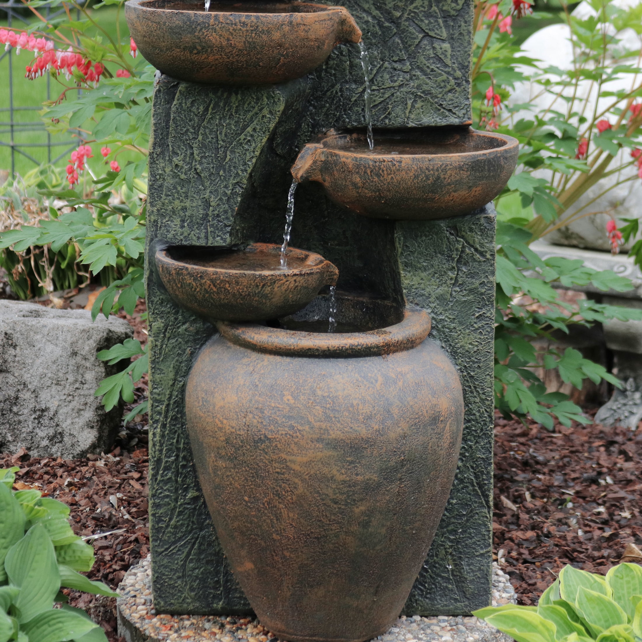 Sunnydaze Cascading Earthenware Pottery Stream Outdoor Water Fountain