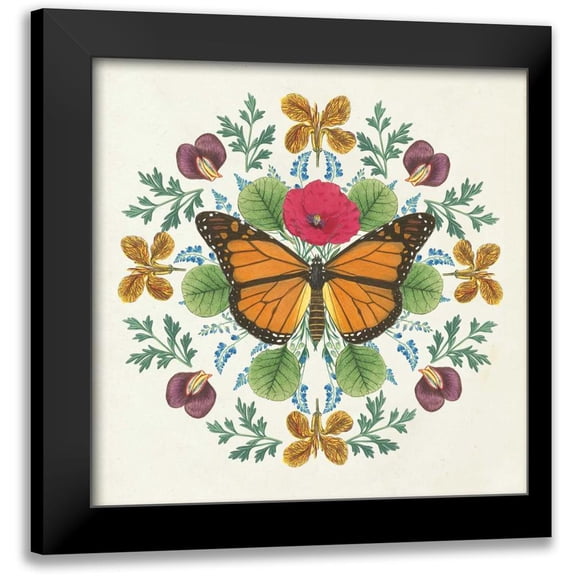 Wild Apple Portfolio 12x12 Black Modern Framed Museum Art Print Titled - Butterfly Mandala I