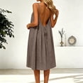 thumbnail image 2 of BOOMNY Women's Backless Cami Dress Spaghetti Strap Lounge House Midi Linen Dresses Flowy Beach Summer Maxi Sundress, 2 of 9