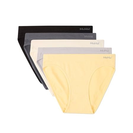 MeMoi 5 Pair Women s Seamless Pointelle Tag-Free No-Show Bikini Panties - Womens - Female XS Asst-77 Butter Yellow Silver Sconce Egret Turbulance Black