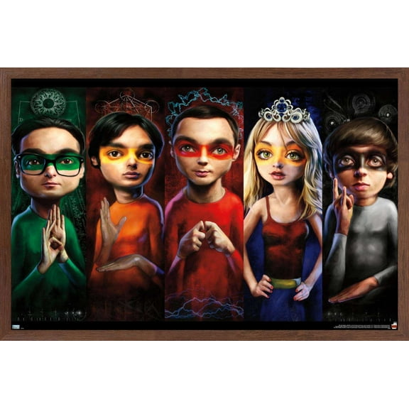The Big Bang Theory - Faces Wall Poster, 14.725" x 22.375", Framed