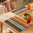 thumbnail image 4 of Orange Brown Wooden Placemats Set of 4 Farmhouse Striped Modern Art Place Mats Indoor Wipeable Table Mats Washable Cloth Dining Table Placemats for Kitchen Holiday Party Home Decor 13x19 Inch, 4 of 9