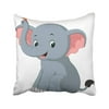 WOPOP Gray Baby Elephant Cartoon Cute Animal Butterfly Character Cheerful Comic Fauna Pillowcase Throw Pillow Cover Case 18x18 inches