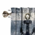 thumbnail image 4 of Navy Blue Nautical Kitchen Curtains and Valances Set, 3 Piece Kitchen Curtains Set 24 Inch Length, Coastal Blue Striped Vintage Rod Pocket Curtains Tier Farmhouse Window Curtains, 4 of 6