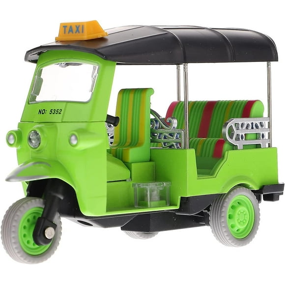 HEYTEA Thailand tricycle model Pull back Thailand tricycle simulation alloy tricycle (green)