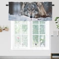 thumbnail image 2 of Winter Wolf Kitchen Curtain Valances Wildlife Forest Snow Nature Scenery Window Treatment for Living Room Bedroom Bathroom 54 by 18 in, 2 Panel, 2 of 6
