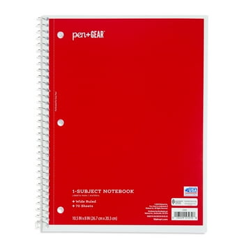 Pen+Gear 1-Subject , Wide Ruled, 70 Sheets, Red
