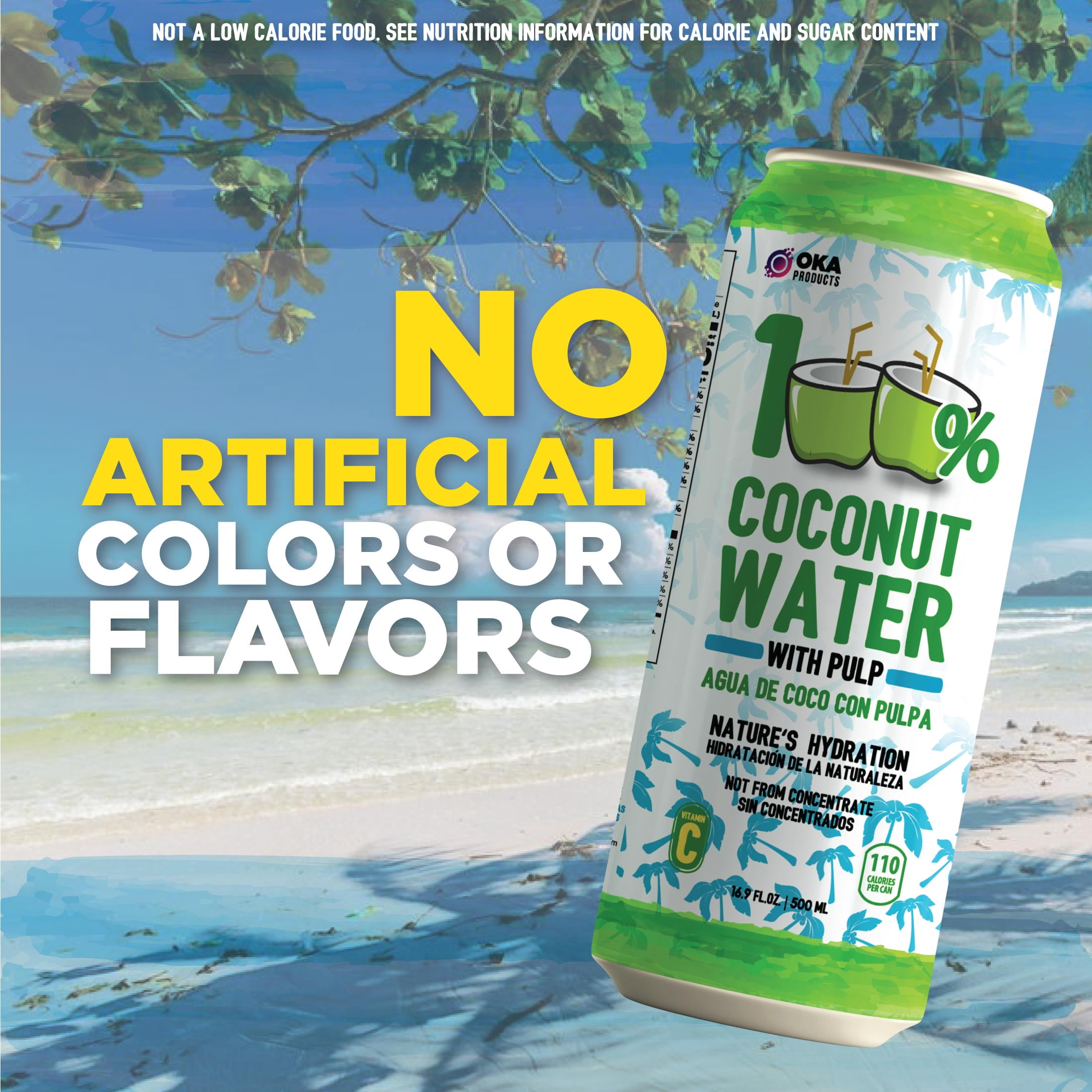 100% Coconut Water with Pulp, Pure, No Added Sugar, 16.9 fl oz can