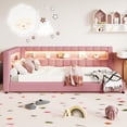 thumbnail image 2 of MODERNLUXE Upholstery Twin XL Size Daybed with USB Ports and LED Light, Pink, 2 of 13