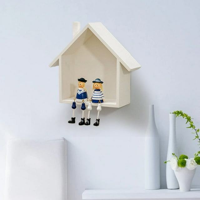Unique Design Wooden Shaped Display Shelf Decorative Hanging Wall Organizer For Nursery Farmhouse Home