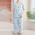 thumbnail image 6 of zbxnLI Plus Size Womens Pajama Sets Floral Short Sleeve Sleepwear Capri Pants Pjs Sets Loungewear Outfits, 6 of 7