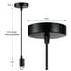 thumbnail image 2 of Juego de 2 lámparas colgantes de metal, portalámparas E27 con cable, cable de caída de 100 cm, cable de suspensión, ideal para iluminación de techo, color negro, 2 of 5
