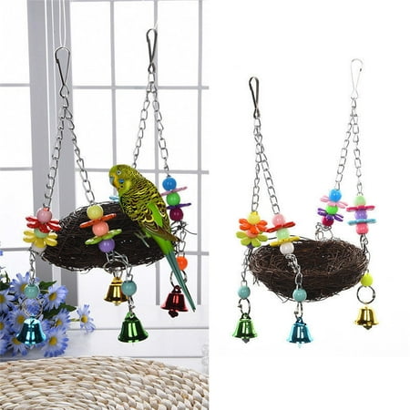 〖Follure〗Pet Bird Nest Hammock Swing Hanging Chew Toys Parrot Parakeet Budgie Cockatiel