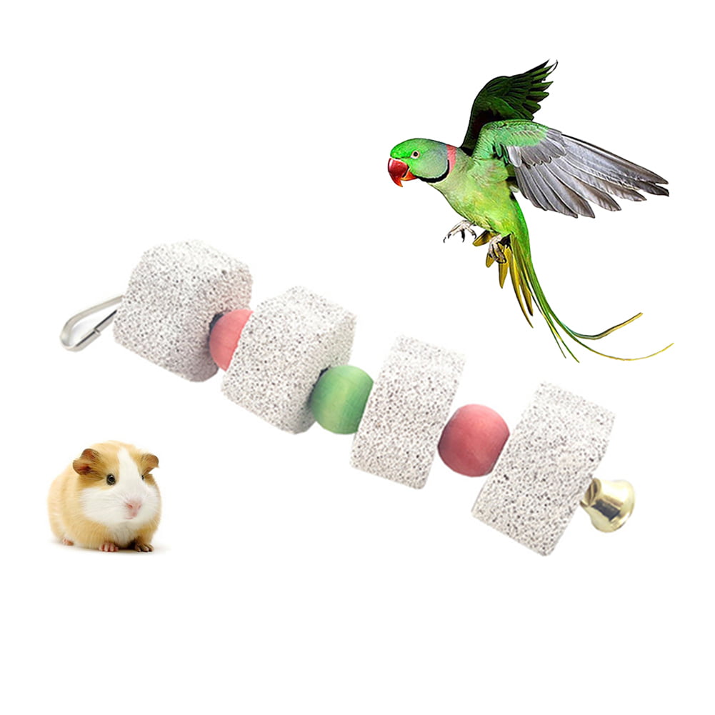 Parrot Rabbit Hamster Chew Toy Natural Lava Pet Teeth Grinding Stone String Gift