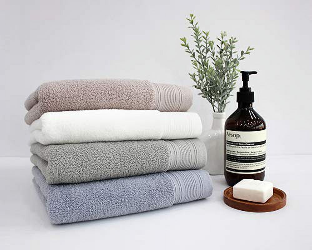 ( Set of 3 ) SONGWOL Hotel Collection Premium Large Face Towels | 20 X 40 inch, 470 GSM | Absorbent Combed Cotton Fabric | Cross Hemmed | Made in Korea (Light Olive Green)