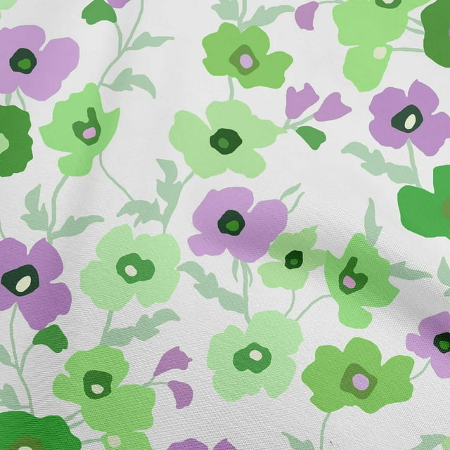 oneOone Polyester Spandex Light Green Fabric Floral Sewing Material Print Fabric By The Yard 56 Inch Wide