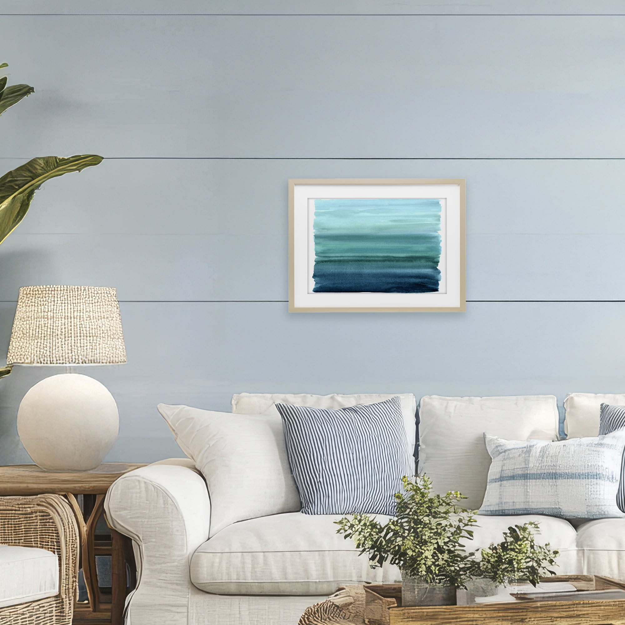 Stupell Industries Ombre Teal Gradient Birch Framed Print Under Glass, design by Allie Corbin