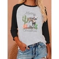 thumbnail image 4 of Qarigey Camiseta de manga 3/4 para mujer, blusas de verano con estampado gráfico de letras informales, atuendos superiores para niñas, negro, S Prendas para la parte del cuerpo Negro L, 4 of 5
