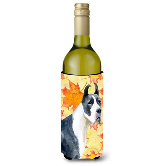 Harlequin Great Dane Fall Wine Bottle Beverge Insulator Hugger