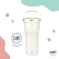thumbnail image 3 of Zak Designs Sutton Travel Tumbler for On the Go, 30oz Stainless Steel with Vacuum Insulation, Straw Spout, Carry Handle for Cold Drinks (Cream White), 3 of 5