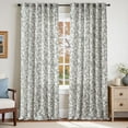 thumbnail image 3 of Curtainking Floral Curtains Linen Farmhouse Curtains for Living Room 96 inch Country Curtains Back Tab Semi Sheer Curtains Light Filtering 2 Panels Black on Beige, 3 of 10
