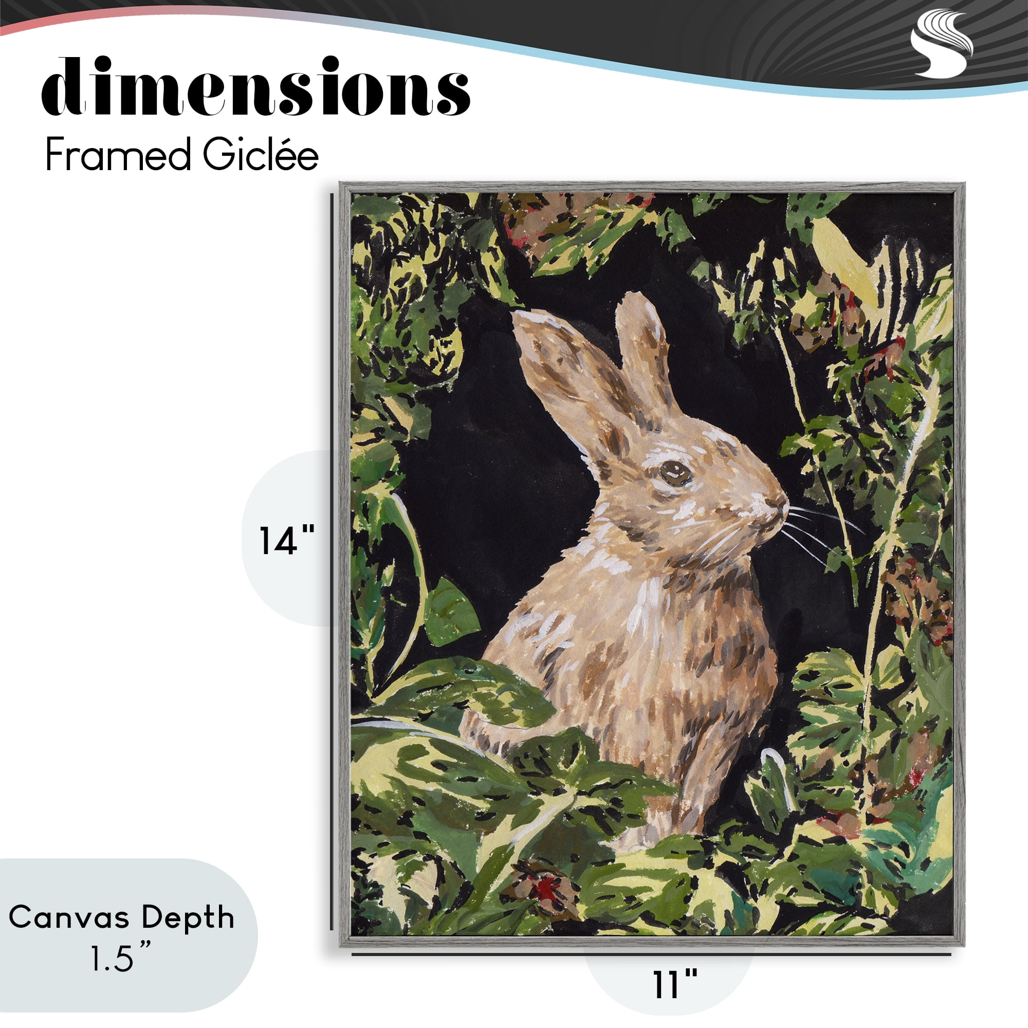 Stupell Industries Wreathed Botanicals Rabbit Gray Framed Giclee Art, design by Melissa Wang