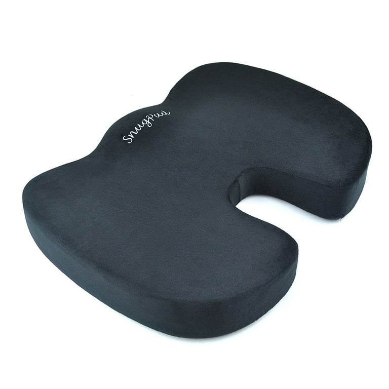 SnugPad Coccyx Orthopedic Memory Foam Seat Cushion for Back Pain Relief and  Sciatica And Tailbone Pain - Ideal for Office Chair And Car Driver Seat  Pillow (Seat Cushion) (Black) 