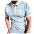 thumbnail image 2 of Golf Polos for Men Shirts Spring Summer Short Sleeve Zipper Lapel Plaid Print Casual Men'S Clothing, 2 of 3