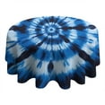 thumbnail image 4 of Blue White Tie Dye Spiral Pattern Round Tablecloth 60"x60",Wrinkle Wipeable Table Cloth for Kitchen Dining Room Picnic Patio Party, 4 of 6