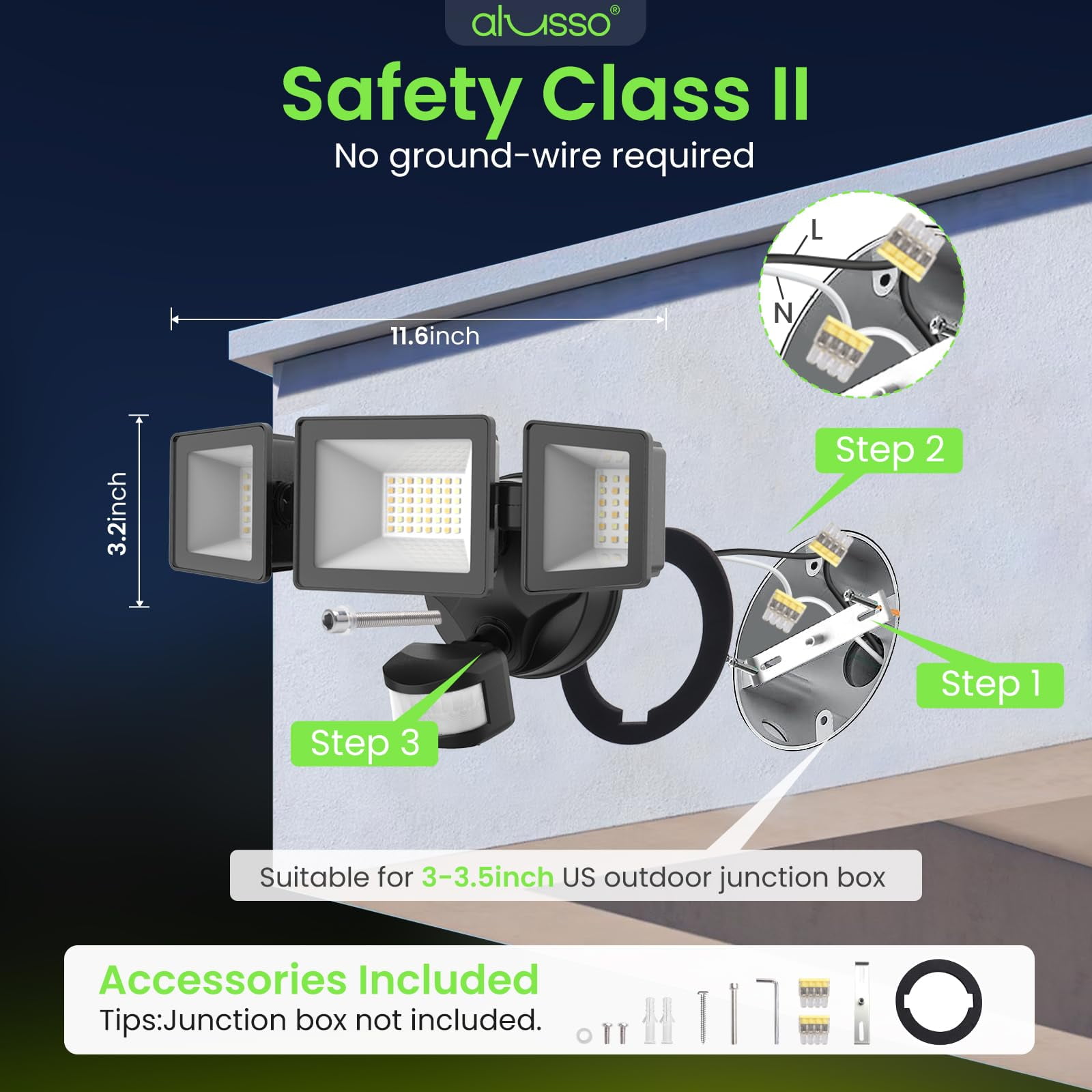 ALUSSO 40W LED Flood Light with 3 Modes Outdoor, 3CCT 4000lm Motion Sensor Security Lights IP65 Waterproof for House Garage Yard Walkway