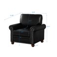 thumbnail image 6 of PU Leather Single Sofa Chair, Comfy Upholstered Reading Accent Chair with Nails Decoration and Wooden Legs, Armchair for Living Room, Bedroom, Black, 6 of 8