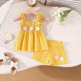thumbnail image 2 of KPOPLK 2 Piece Toddler Baby Girl Clothes Sleeveless Ruffle Bowknot Dress Top Shorts Set Summer Outfits for Little Kids Girls(6-9 Months,Yellow), 2 of 6