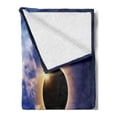 thumbnail image 2 of Eclipse Soft Flannel Fleece Blanket, Natural Phenomenon Moon and Sun in Sky with Fluffy Clouds Nighttime, Cozy Plush for Indoor and Outdoor Use, 70" x 90", Night Blue and Multicolor, by Ambesonne, 2 of 5