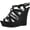 Black, variant on STYLUXE TWIN-08 Womens Sling Back Buckle Strap Sandal Wedge