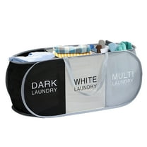 EEEkit Foldable Pop Up Laundry Hamper, 3 Compartment Collapsible Mesh Laundry Basket, Dirt Clothes Bin for Family College Dorm Home