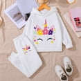 thumbnail image 2 of YDFCWXW Baby Girl Clothes 2 Piece Cute Outfit, Long Sleeve Crewneck Hooded Sweatshirt with Jogger Pants Set for Fall Spring (White, 3-4 Years), 2 of 7